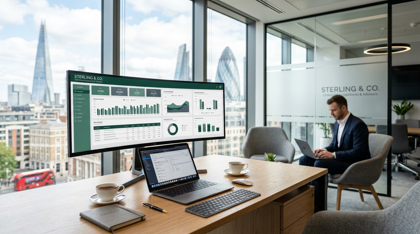 Modern UK Chartered Accounting Practice Workspace